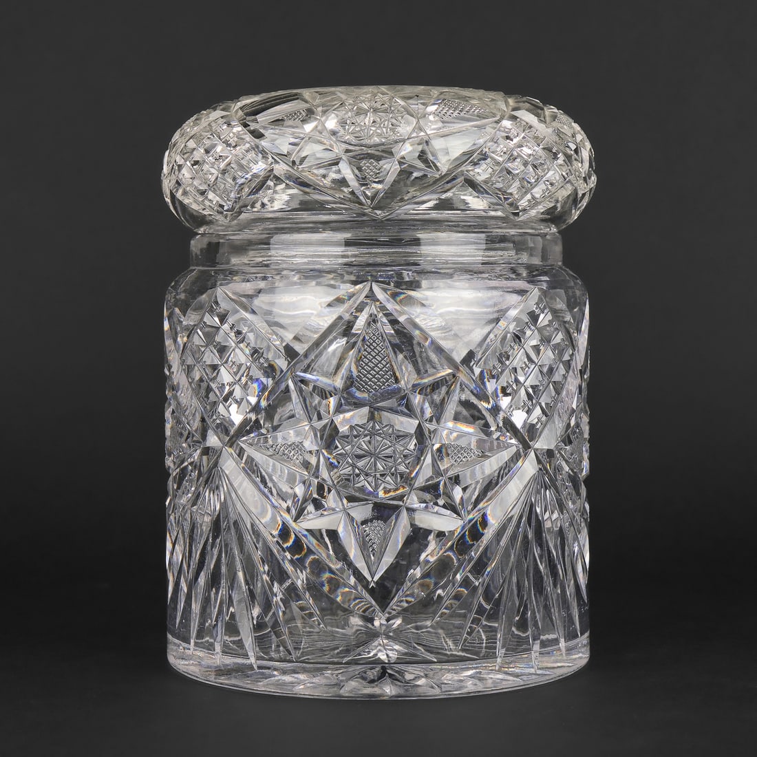 American Brilliant Period Cut Glass Biscuit Jar (1 of 6)