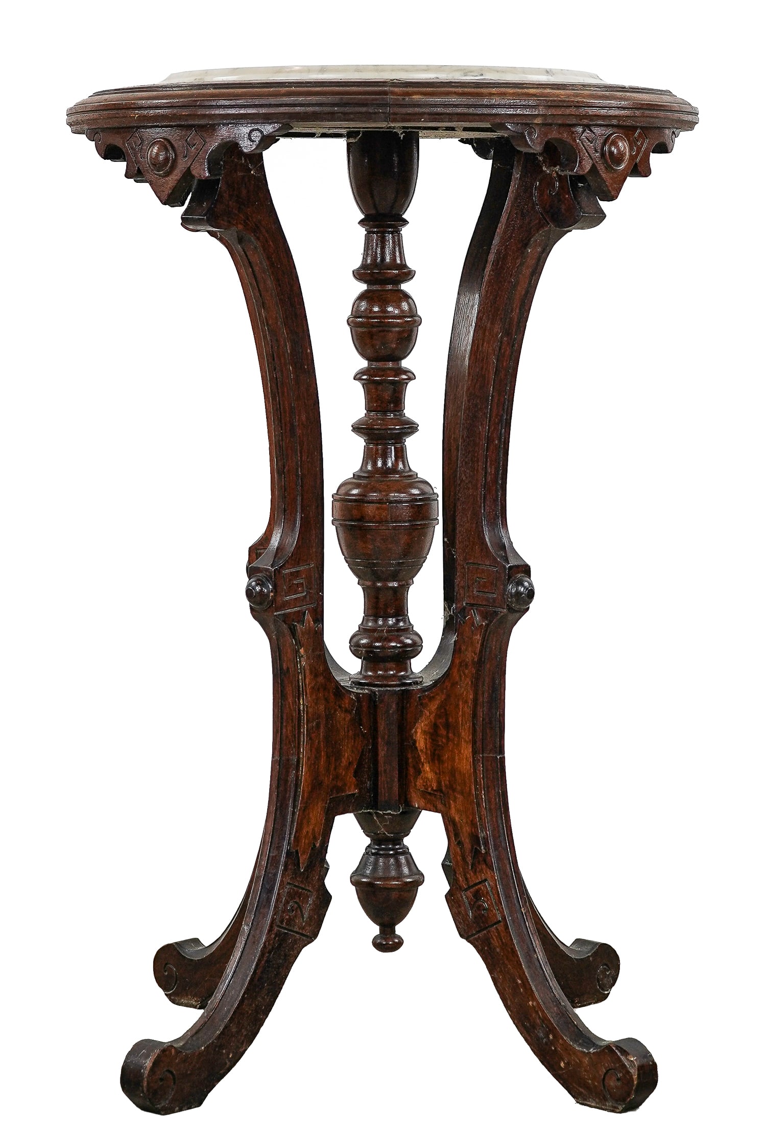 19th c Victorian walnut marble top stand (1 of 6)