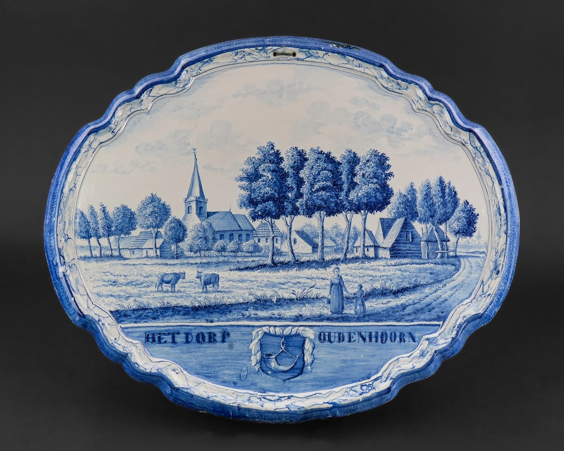 Delft Blue and White Pottery Scenic Plaque (1 of 4)