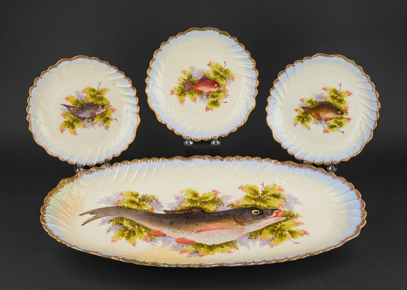 Limoges Hand painted Porcelain Fish Serving Set (1 of 7)