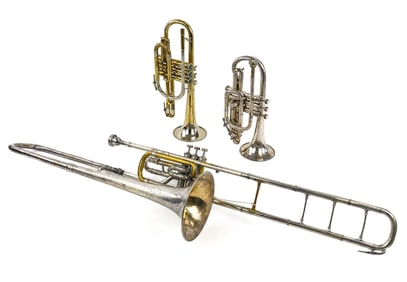3 Vintage Brass Instruments