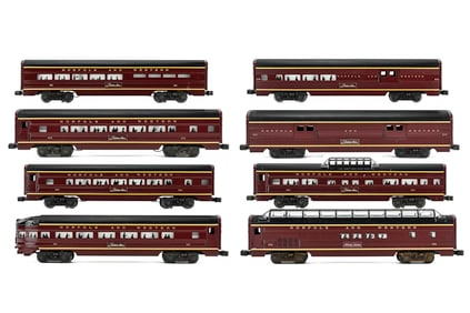 8 Painted Aluminum Norfolk and Western Passenger Cars