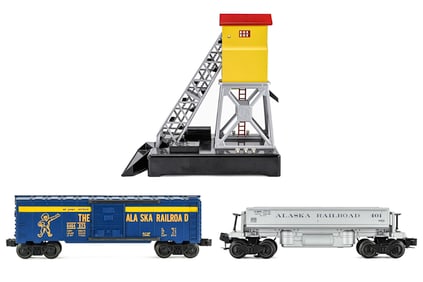 Lionel Coaling Station, Dump Car and Alaska Boxcar