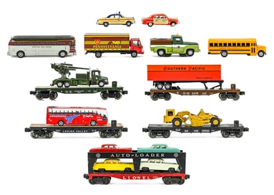 Mixed Flatcars, Trucks, and Automobiles