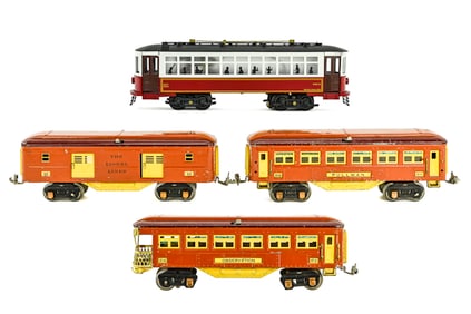 Bowser Trolley and Lionel Pre-War Set of Cars