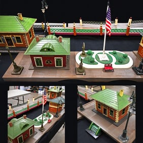 Illuminated Lionel City Buildings with Railings