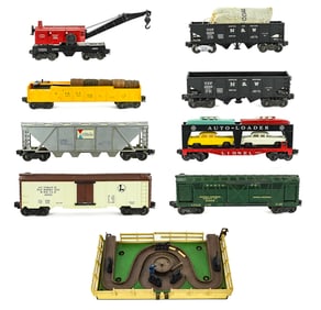 Assorted Lionel Freight Cars, Hopper Cars and Loaders