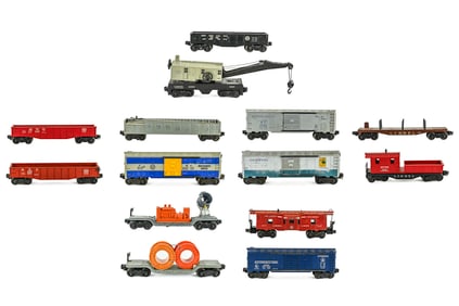 Assorted 1950s Lionel Boxcars, Gondolas and Cabooses