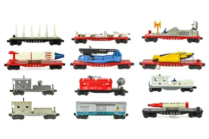 Assorted Lionel Missile, Rocket, Caboose and Flatcars