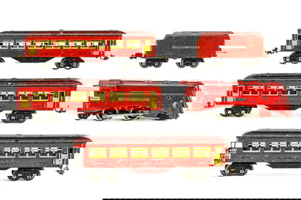 Lionel Prewar Red Comet 264E with 265W and Cars (1 of 4)