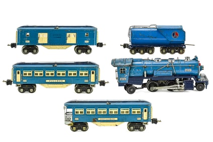 Lionel 263E Engine, 2263W Tender and Blue Comet Car