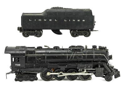 1950 Lionel 736 Locomotive & Tender with Boxes