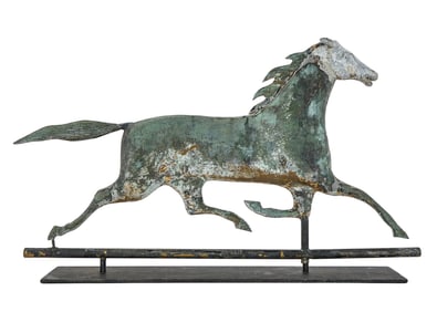 Late 19th c Copper Running Horse Weathervane