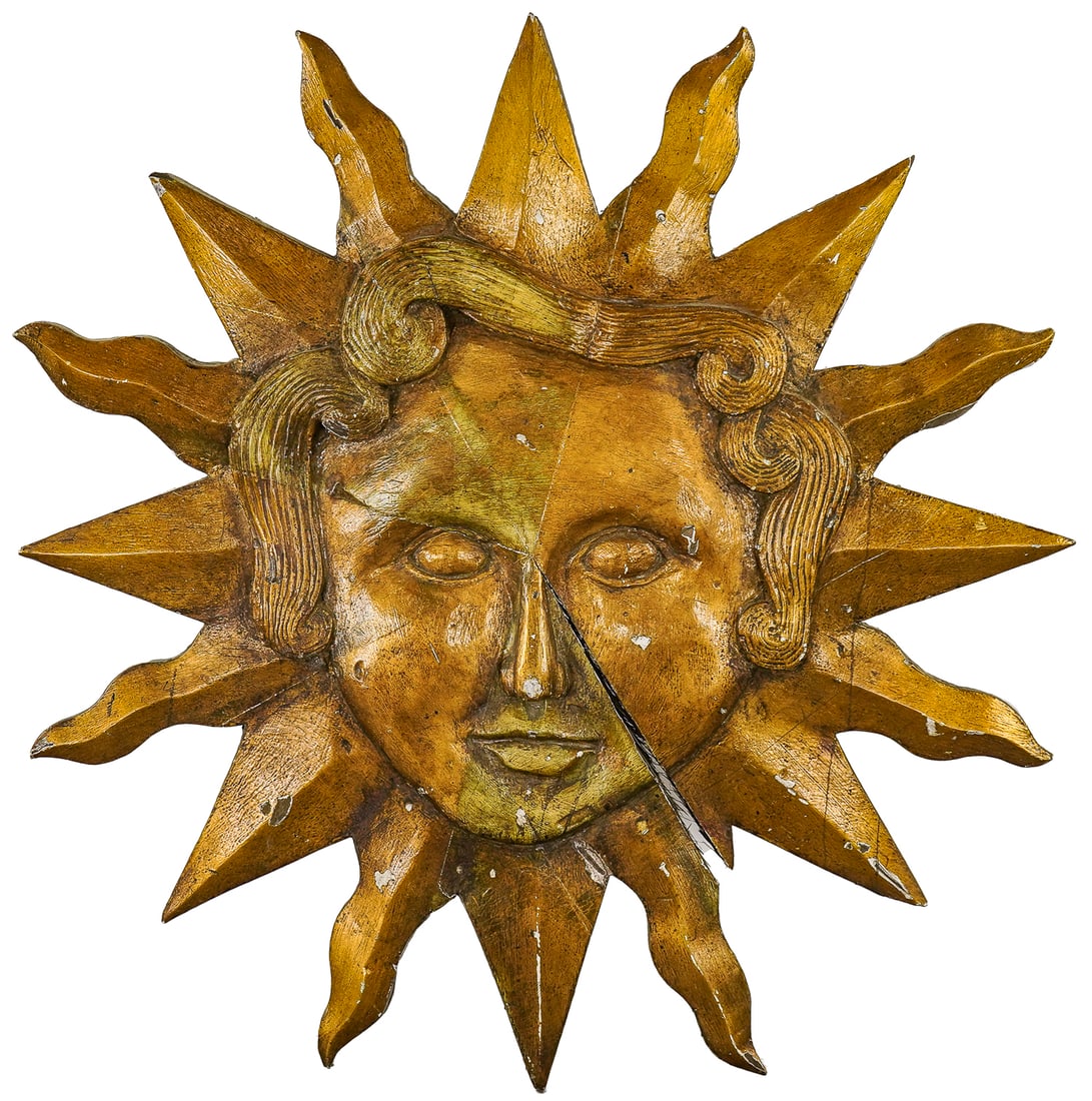Large Folky Carved Wooden Sun (1 of 4)
