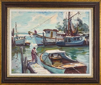 Emile Gruppe (AM 1896-1978 ) Rockport Fishing Scene