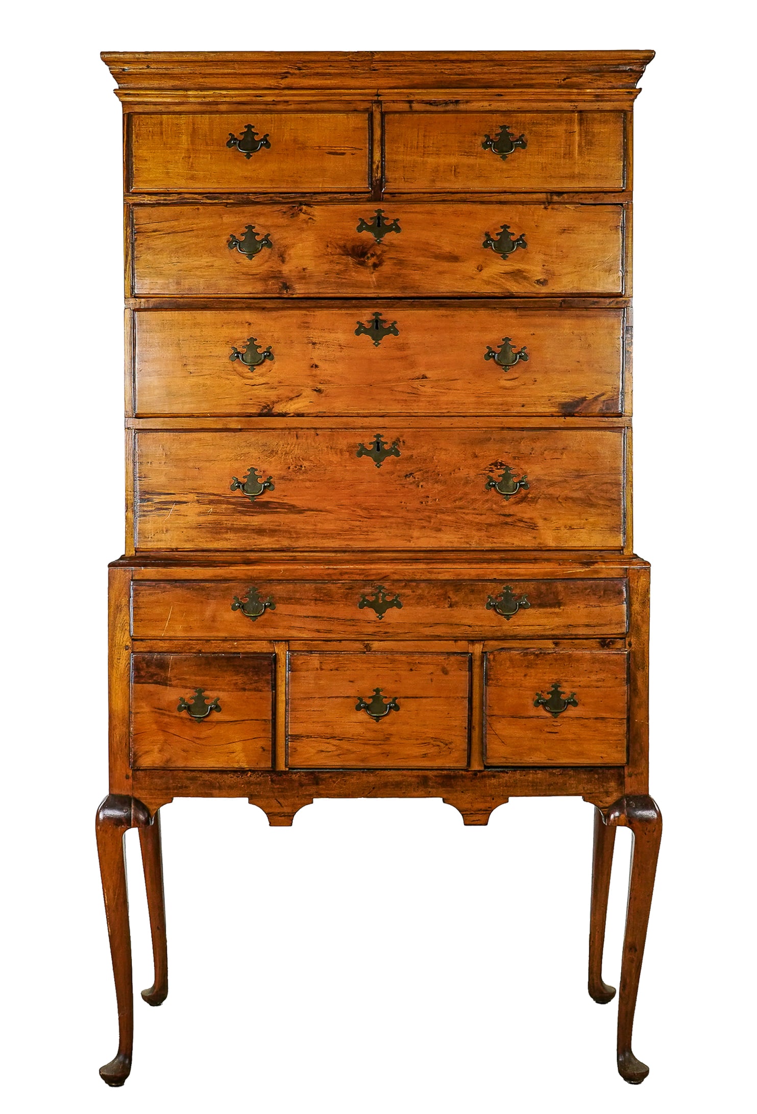 18th Queen Anne New Hampshire Maple Flat Top Highboy (1 of 5)
