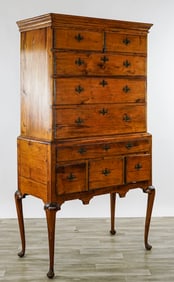 18th Queen Anne New Hampshire Maple Flat Top Highboy