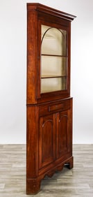 Ca. 1840 American 36" Wide Walnut 2 Part Corner Cupboard