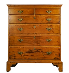 18th c Chippendale Tiger Maple Tall Chest