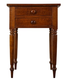 Vermont Tiger Maple 2 Drawer Work Table