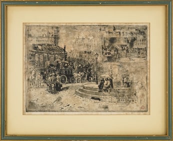 Felix Hilaire Buhot (FR 1847-1898) A La Place Pigalle