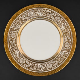 15 Minton Royal Ball Gilt Porcelain Dinner Plates