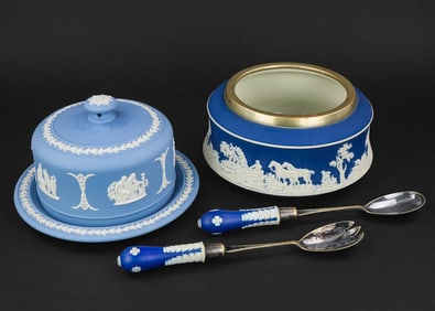 Jasperware Cheese Dome and Salad Bowl