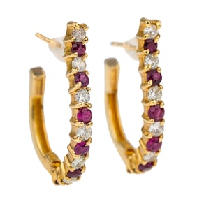 Diamond & Ruby 14k Earrings
