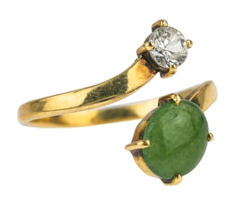 18k Jade & Diamond Ring