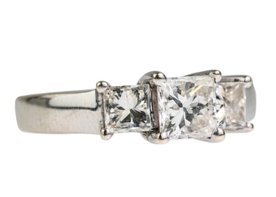 Asscher Cut 1.88 CT Diamond 3 Stone Engagement Ring