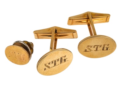 Men's 14k Cufflinks & Tie Pin