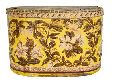 Large Early 19th c Wallpapered Band Box