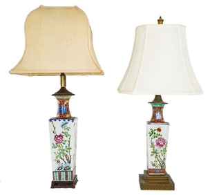 Early 20th c Chinese Vase Table Lamps