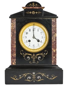 19th c French Slate & Marble Shelf Clock