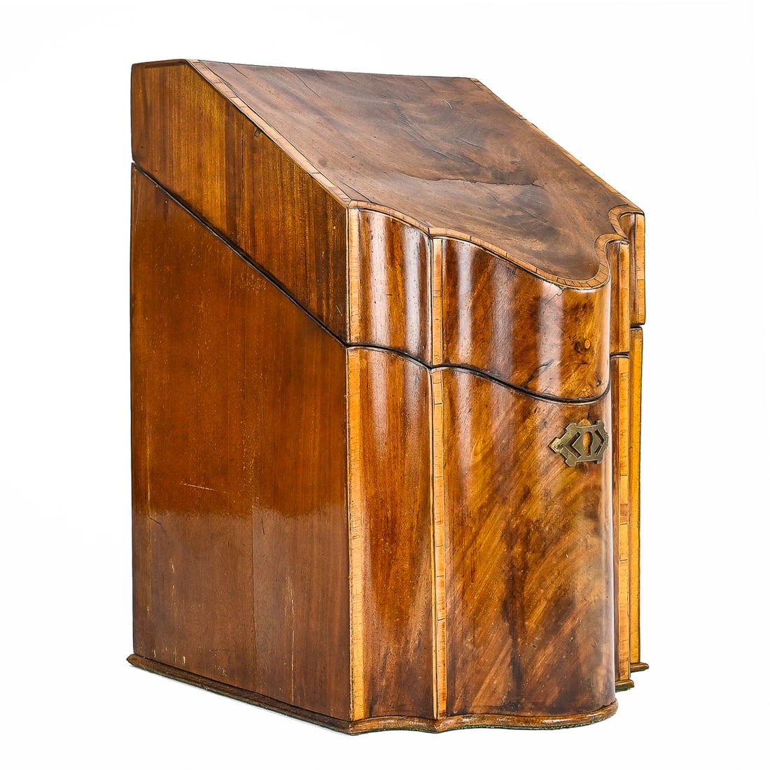 Early 19th c English Inlaid Mahogany Letter Box (1 of 8)