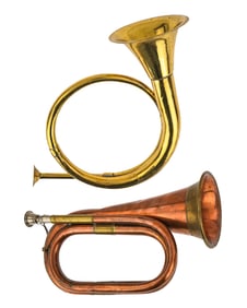 English Brass Hunting Horn, Copper Bugle