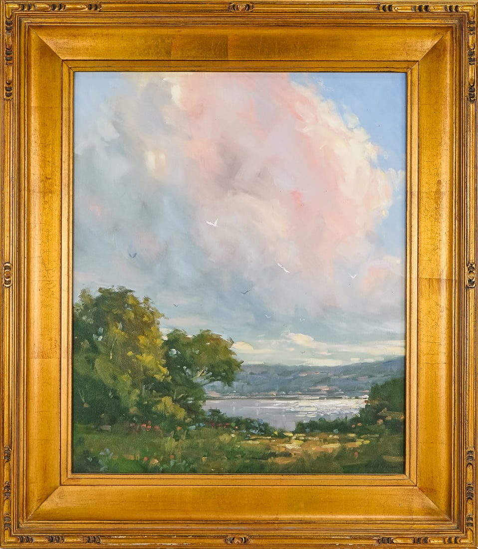 Carolyn Walton (ME ) In Flight on the Lake: Carolyn Walton (Maine 1949-) In Flight over the Lake oil on canvas signed and identified reverse, signed lower right 24 x 20" 31.5 x 27.5" as framed. signed lower right - Over the years Walton has rec