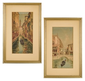 Pair of 19th c Venetian School Paintings signed Carmelo