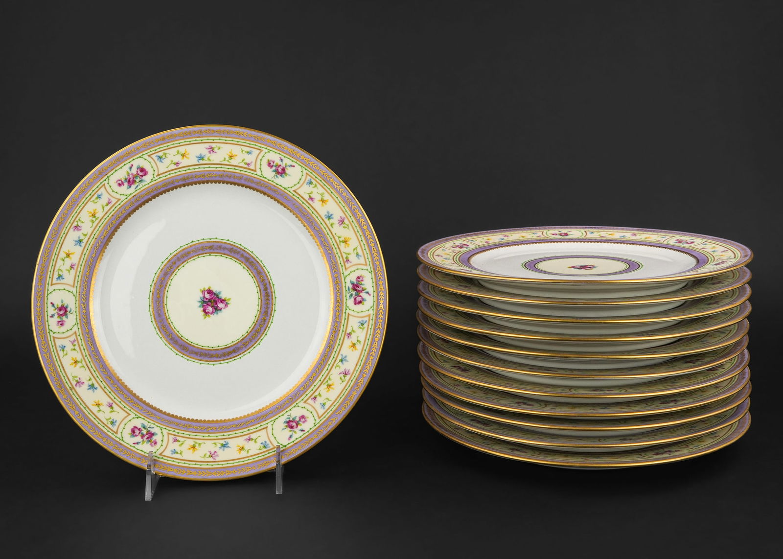 12 Bernardaud Limoges Porcelain Dinner Plates (1 of 4)
