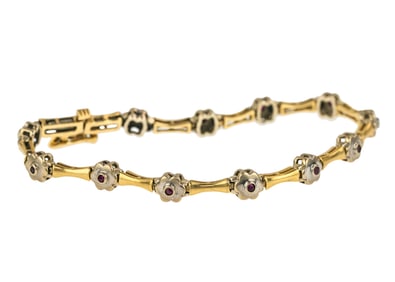 14k & Ruby Bar & Link Bracelet
