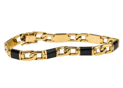 10k & Onyx Link Bracelet