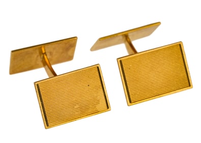 Pair 18k Yellow Gold Rectangular Cufflinks
