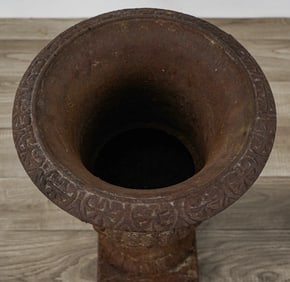 Pair of Cast Iron Garden Urns