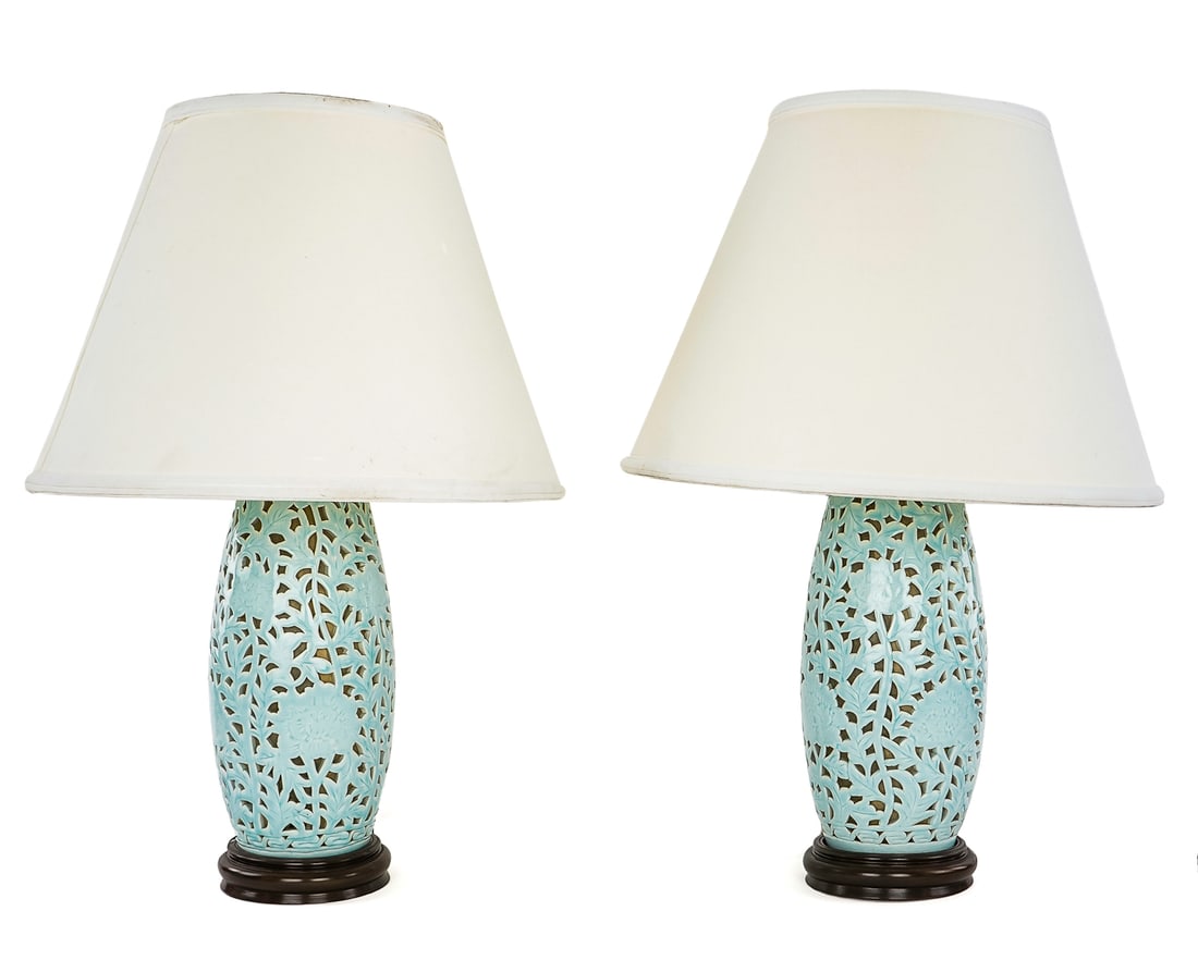 Chinese Cut Out Porcelain Table Lamps (1 of 5)