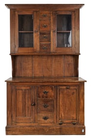 19th c Pine Stepback Baker's Cupboard