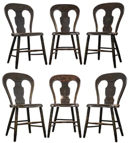 Six Pennsylvania Paint Decorated Balloon Back Side Chairs