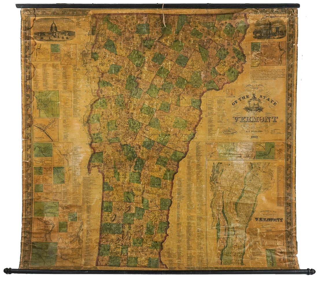 1860 Walling Map of the State of Vermont (1 of 4)