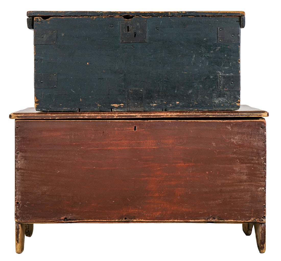 Two Pine 19th c Blanket boxes (1 of 8)