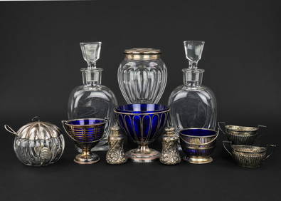 Sterling and Silver Plated Glass Mounted Items (1 of 9)