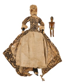 Two Small 18th c Wooden Dolls